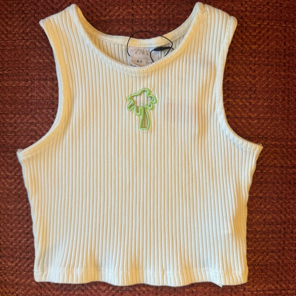 NWOT Zara Palm Tree Tank Top Girls sz 6 7